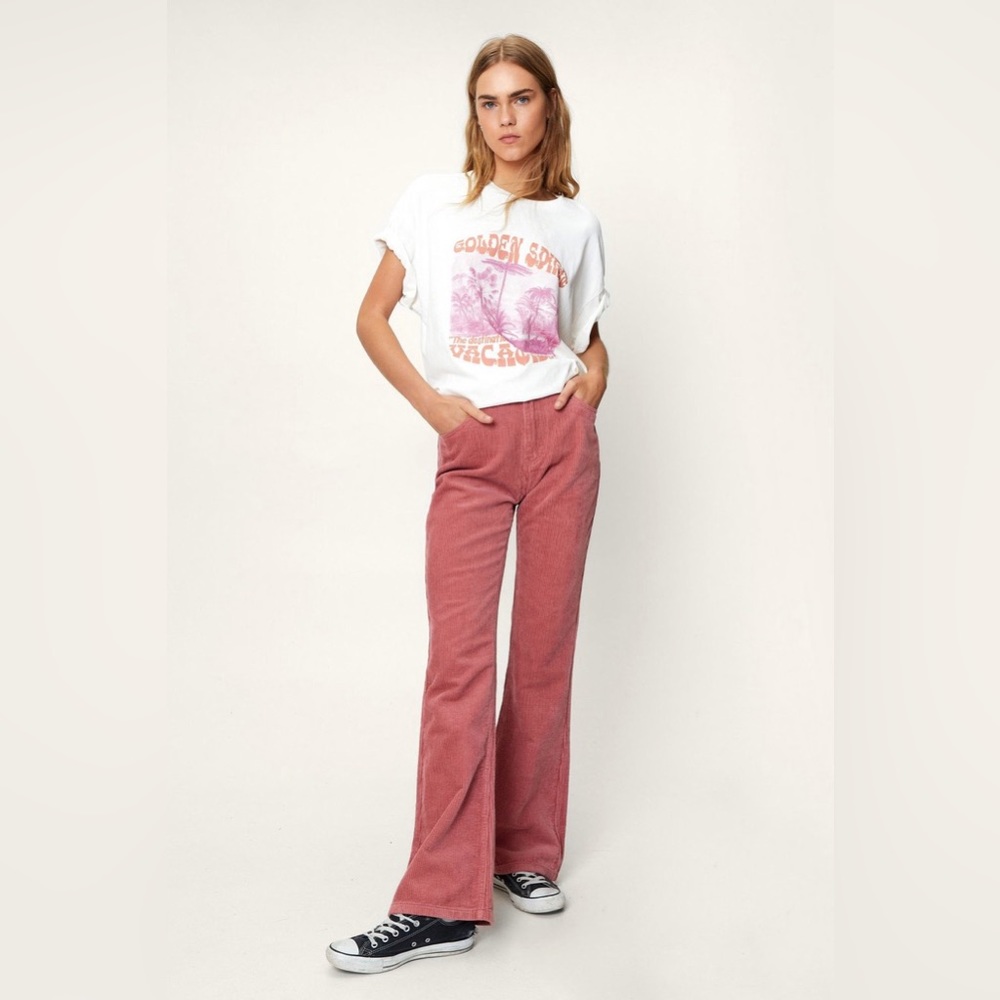 NWT Nasty Gal Corduroy Fit And Flare High Waisted Pants